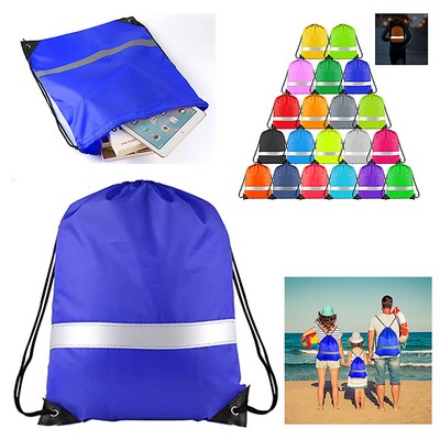 Reflective Drawstring Backpack 13" X 16"