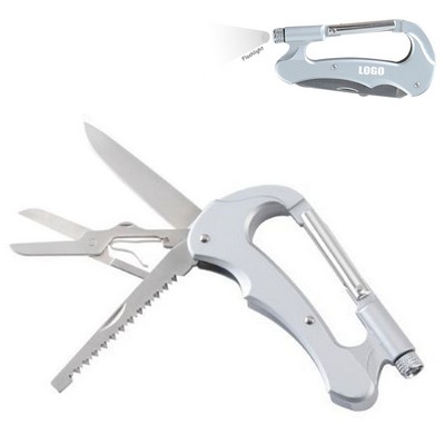 Carabiner Knife Scissors With Flashlight