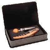 Gray Leatherette 2-Piece Wine Tool Set