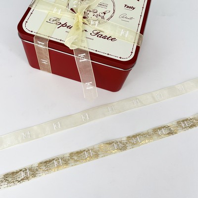 Custom High Quality Gold Silk Satin Ribbon