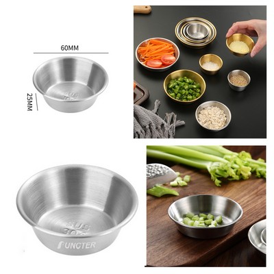 Silver Round 304 Stainless Steel Sauce Dishes Seasoning Dip Bowls Sauce Seasoning Plate 2.37"