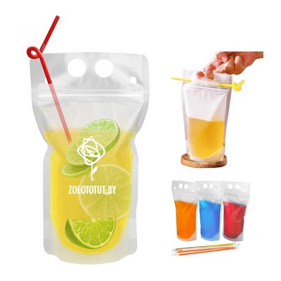 Transparent Juice Pouch With Straw