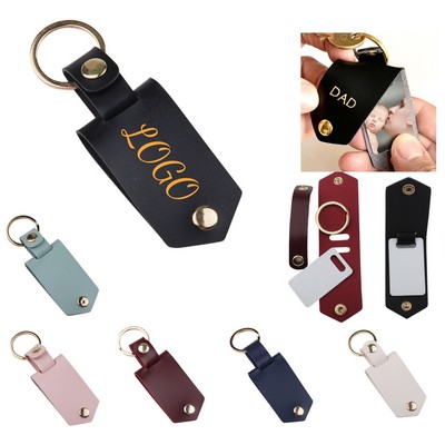 PU Leather Photo Frame Keychain