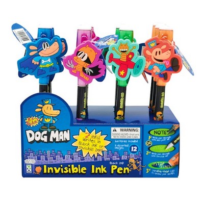 Dog Man Invisible Ink Pens - 4 Designs, Black Ink (Case of 144)