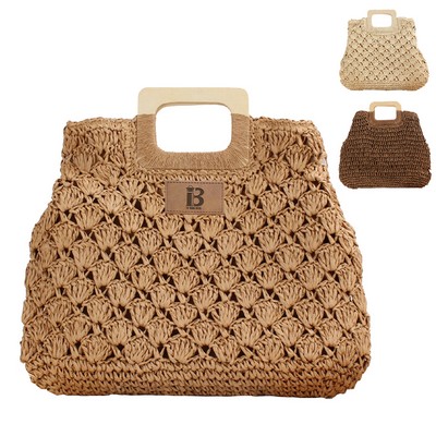 Straw Beach Handbags with Lining Pockets for Women