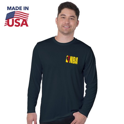 USA Made 100% Poly Crew Performance Long Sleeve Tee