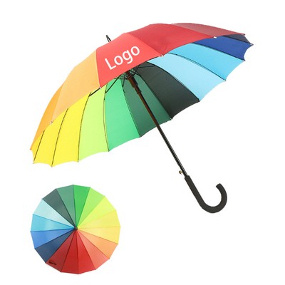 16 Panel Auto-Release Handle Rainbow Umbrella