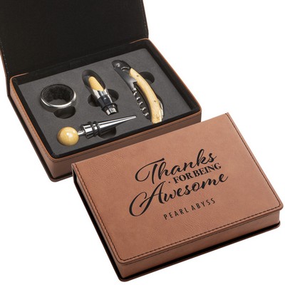 Norene Wine Accessory Set - 4pc Rawhide