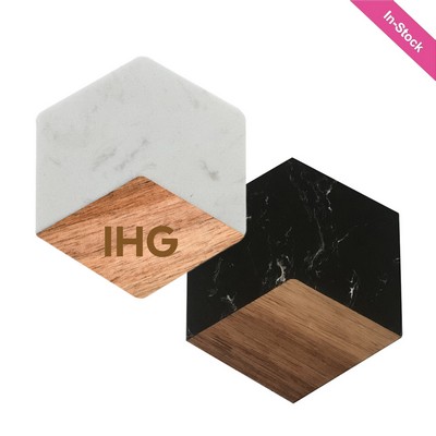 Wood Marble Coaster Hexagon - OCEAN