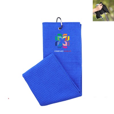 Microfiber Waffle Golf Towel with Carabiner