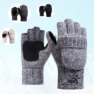 Convertible Warm Half Finger Mitten Gloves Flip Top