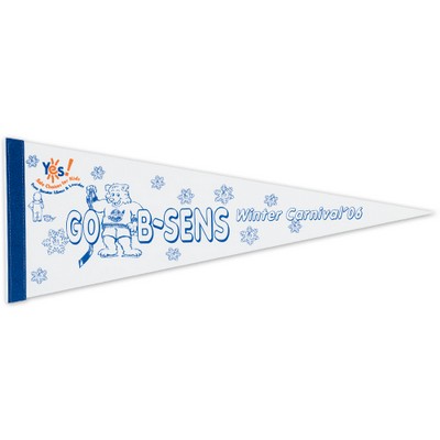 White Felt Pennant w/ 1" Sewn Strip (9"x24")