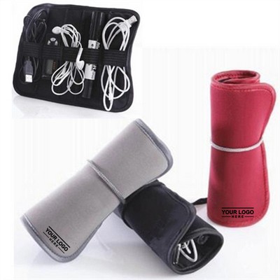 Neoprene Roll-Up Cable Organizer for Tangle-Free Storage