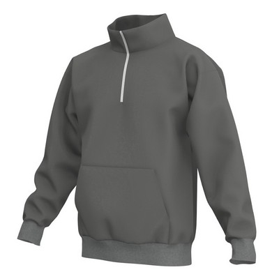 Cadet collar sweatshirt with 1/4 zipper with pouch