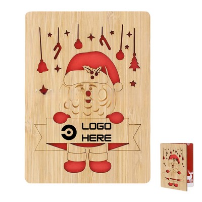 Festive Wooden Christmas Greeting Card