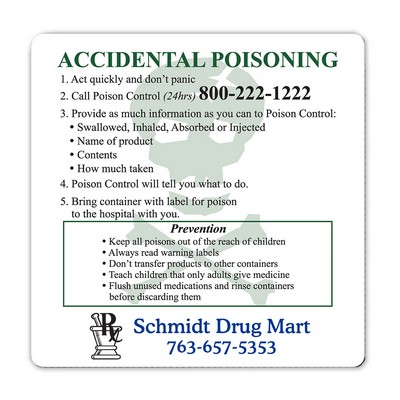 Health & Safety Laminated Accidental Poisoning Magnet