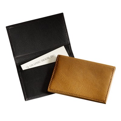 Fold-Over Business Card Case - Traditional Leather