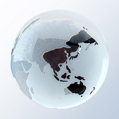 3" Frosted Ocean World Globe with Flat Bottom