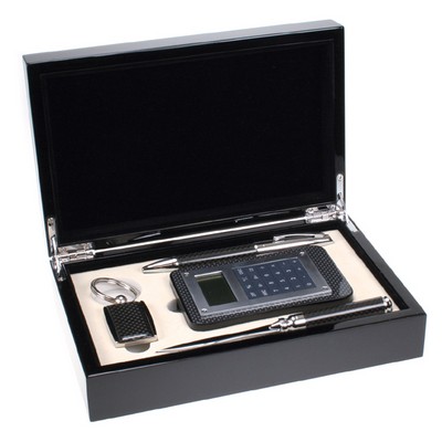 Executive 4-Piece Carbon Fiber Set in Black Lacquer Box