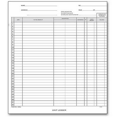 One-Write® General Disbursement Ledger Card (Optional)