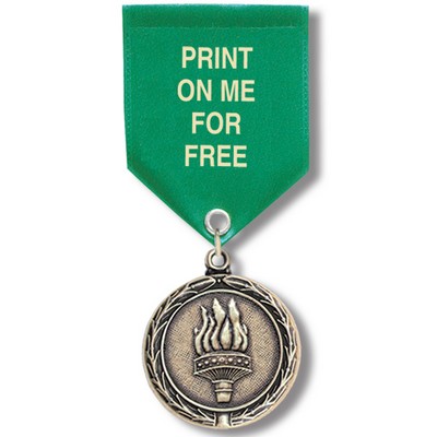 1 1/2" Torch Cast MX Medal w/ Satin Drape Ribbon