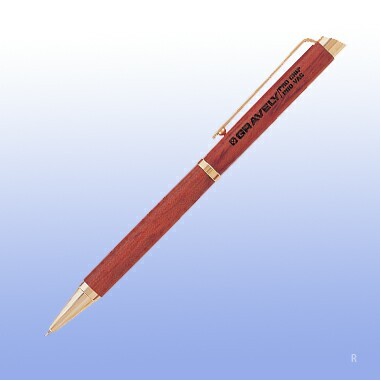 Wood Ballpoint Pen w/ Gold Accent (Engraved)