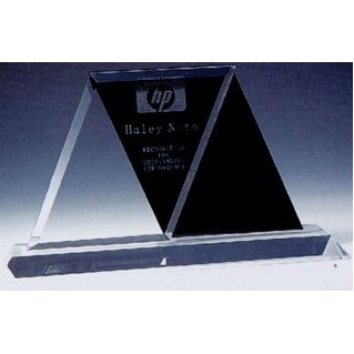 Black Optic Crystal Fancy Diamond Award w/Rectangle Base