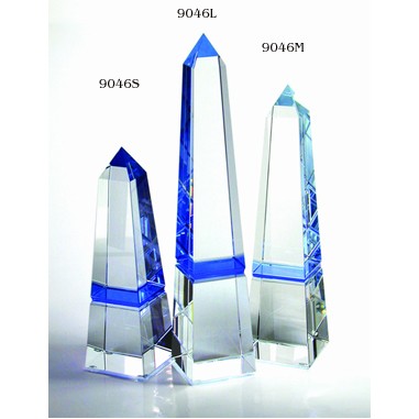 Eminence Obelisk Crystal Award (Clear And Blue Combination)