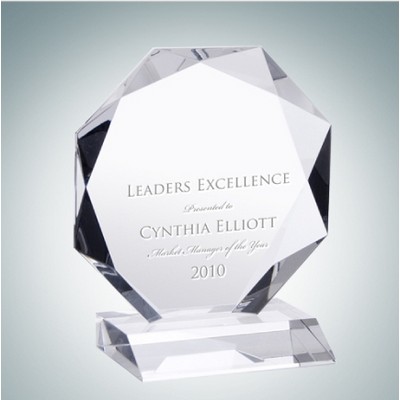 Prestige Octagon Optical Crystal Award Plaque (Small)