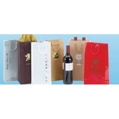 Natural Euro Tote Wine Bag w/ Rope Handles (6 1/2"x3 1/2"x13")