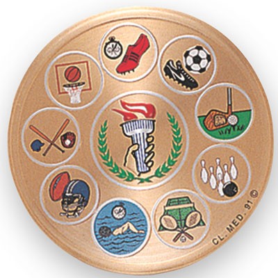 2" All Sports Embossed Litho Printed Medallion Insert Disc