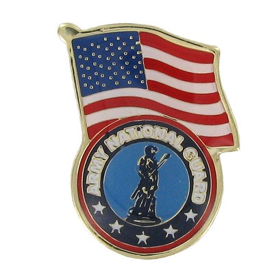 1-1/8" National Guard & American Flag Lapel Pin