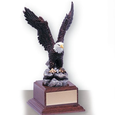 11½" Hand Painted Resin Eagle Trophy w/Wood Base