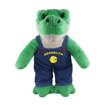 Soft Plush Stuffed Alligator in denim overall.