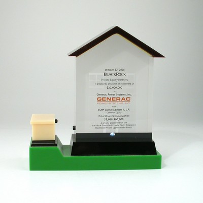 Flat Home Lucite® Embedment Award w/Light On Base (7" x 7 1/2" x 2 1/2")