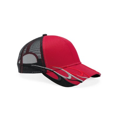 100% Polyester Feathered Visor Cap