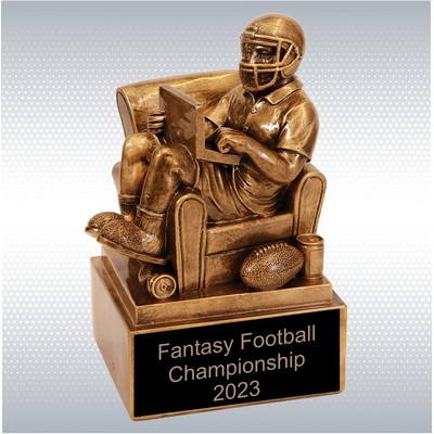 9" Antique Gold Fantasy Football Man In Chair