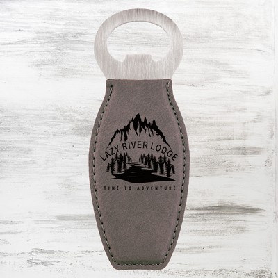 Gray Leatherette Bottle Opener w/Magnet