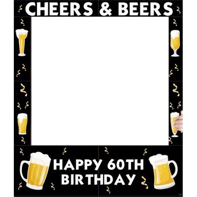 Cheers and Beers 60th Birthday Themed Party Photo Frame Prop, 35 X 30 inches