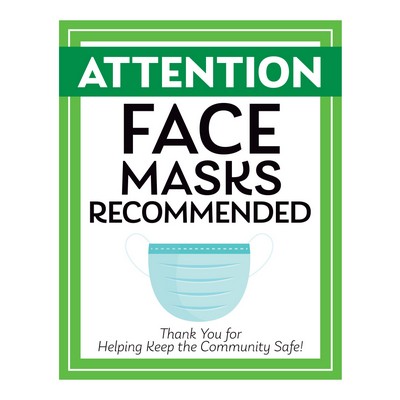 Face Masks Recommended Sign Style 12 - (11"x14")