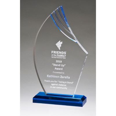 Flame Series Clear Acrylic Award with Blue Accents (4.875"x8.75"x1.3")