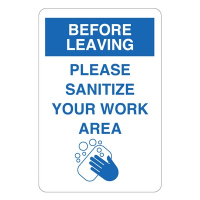 Please Sanitize Work Area Wall Sign