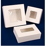 Windowed White Cake Bakery Box w/Glued 4 Corner Beers (9"x4 1/2"x4")