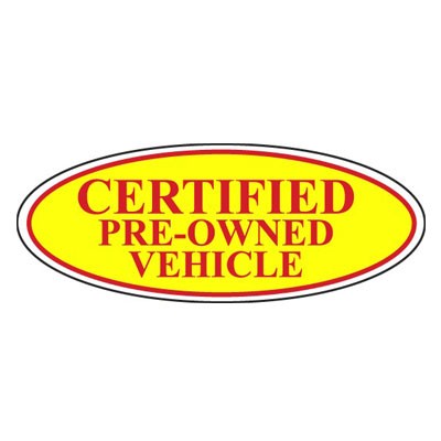 Red & Yellow Certified Pre Owned Oval Decals (Set of 12)