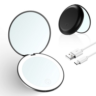 Small Travel Mirror ,1x/10x Magnification Compact Mirror with Light,,Dimmable Small Pocket Mirror