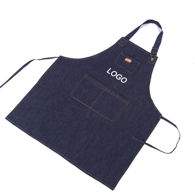 Denim Jean Apron with Pockets