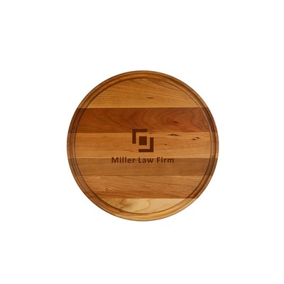 Large Cherry Round Cutting Board with Juice Groove 13-1/2"x3/4"