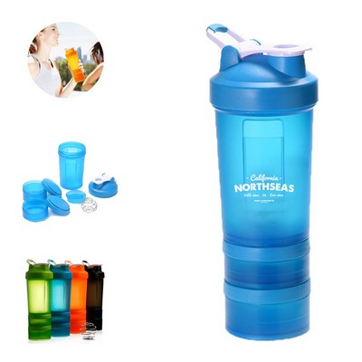 15 Oz. Shaker Bottle W/Pill Organizer & Storage