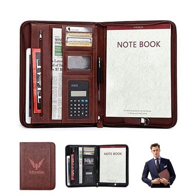 Leather Documents Organizer w/Calculator