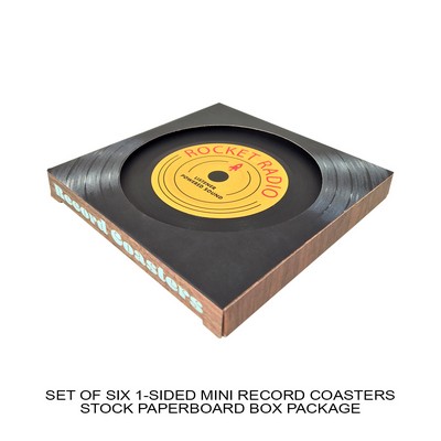 1-Sided Mini Record Coasters - Set of 6 - Stock Paperboard Box (No Imprint)